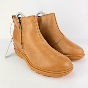 NWT Sorel Evie Waterproof Zip Tan Leather Ankle Booties